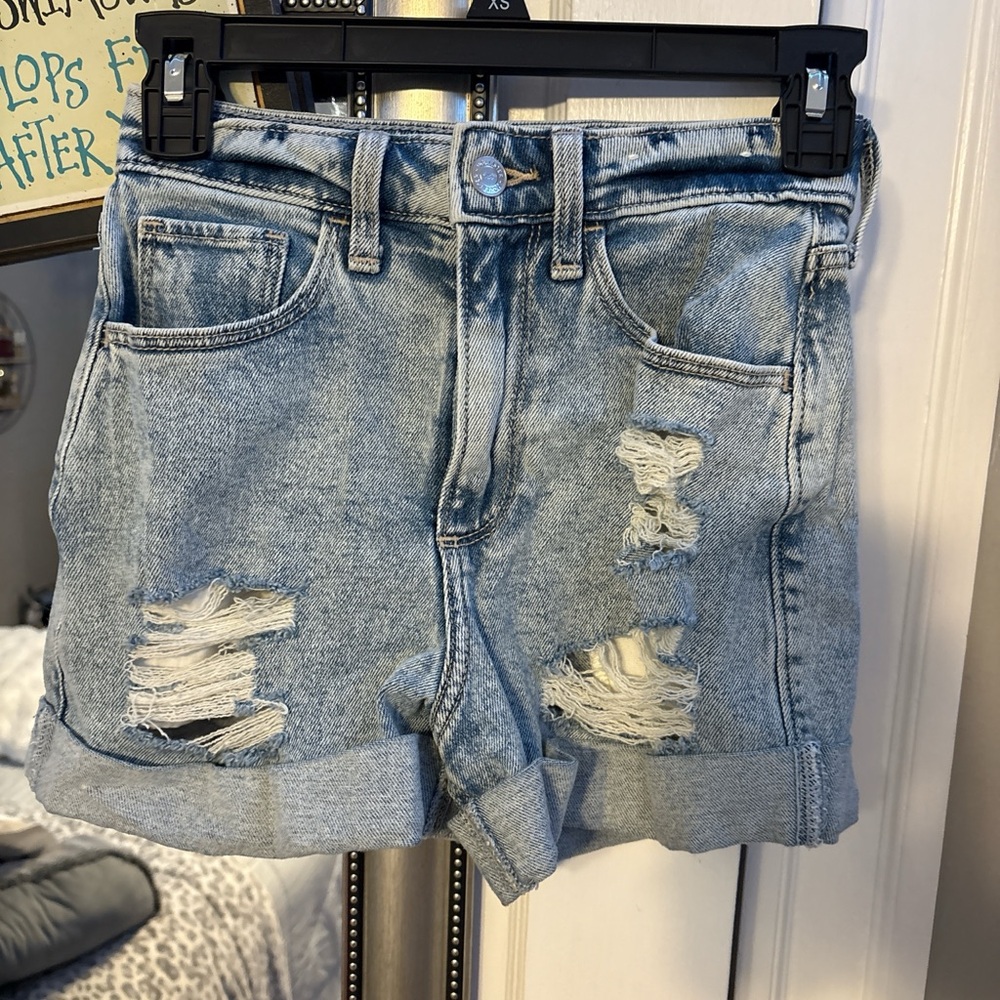Hollister Light Blue Distressed Jean Shorts